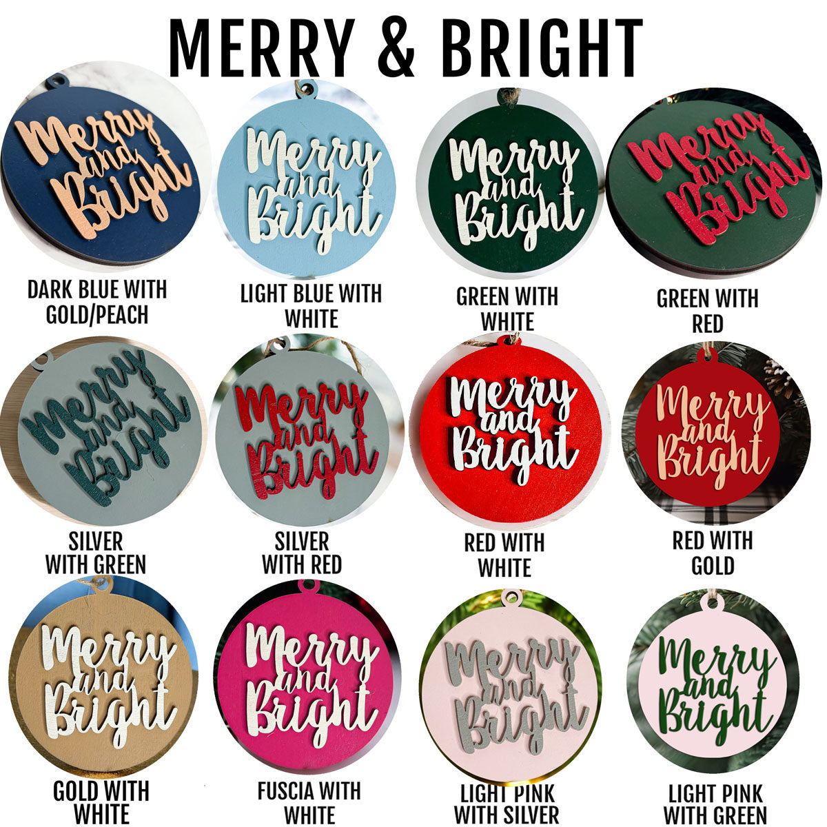 merry and bright christmas tree ornaments